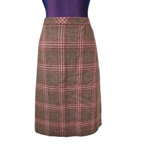 Talbots Brown & Pink Glen Plaid Wool Blend Pencil Skirt Size 10 Women's‎ W15